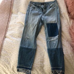 Abercrombie and Fitch patched mom jeans
